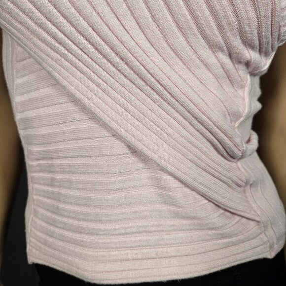 Y2K Pink Sleeveless Ribbed Knit Tank Top Womens S Coquette Crossover V Neck - Picture 2 of 7